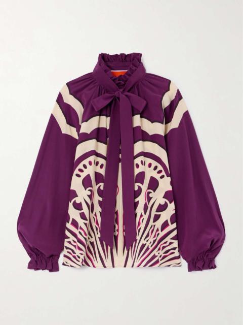 La DoubleJ Cerere tie-detailed printed silk crepe de chine blouse
