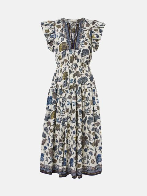 ULLA JOHNSON Kairi gathered cotton-blend midi dress