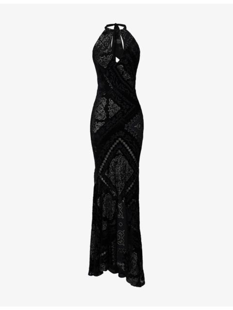 House of CB Oliviana Halterneck Velvet Maxi Dress