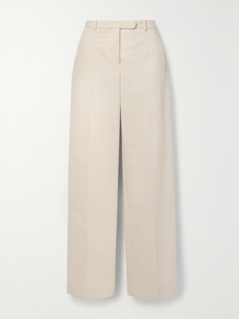 The Row Banew pleated cotton and wool-blend straight-leg pants Neutral