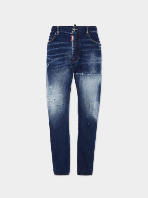DSQUARED2 DARK WHITE LINE WASH LONDON BRO JEANS