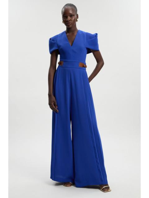 KAREN MILLEN Soft Tailored Crepe Tab Detail Pleated Jumpsuit