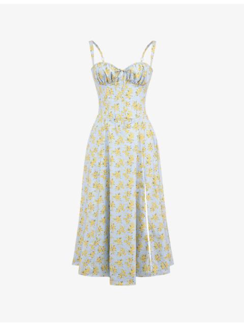 House of CB Carmen sleeveless cotton-blend midi dress