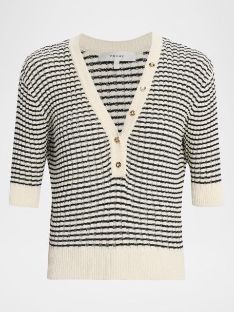 FRAME The Stripe V-Neck Top