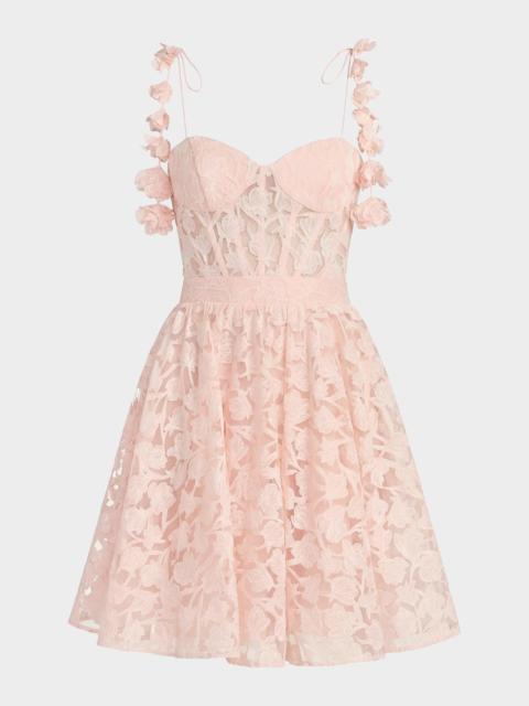 MAC DUGGAL Floral Lace Bustier Fit-&-Flare Mini Dress