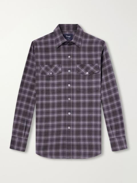 Drake's Checked Cotton and Silk-Blend Twill Shirt Black