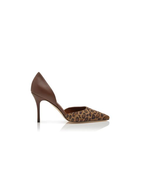 Manolo Blahnik Brown Suede Animal Print D'Orsay Pumps