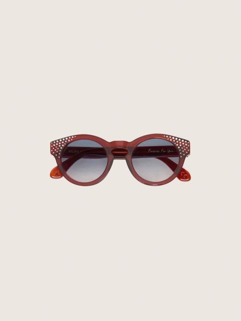 Golden Goose Cameron Panthos sunglasses with honey frame, precious stones and blue lenses