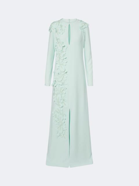 COSTARELLOS Verana embellished floral-appliqué crêpe gown