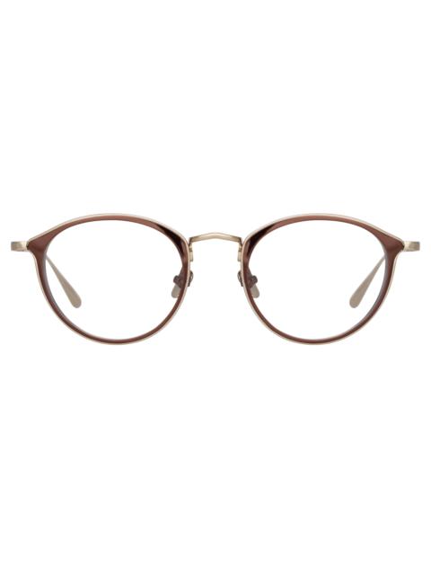 LUIS OVAL OPTICAL FRAME IN LIGHT GOLD AND BROWN