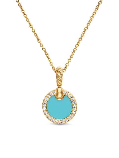 DAVID YURMAN Women's Petite Elements Pendant Necklace in 18K Yellow Gold with Pavé Diamonds - Turquoise