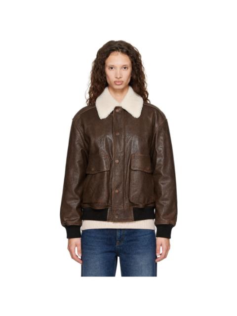 Dunst Brown Detachable A-2 Blouson Leather Jacket