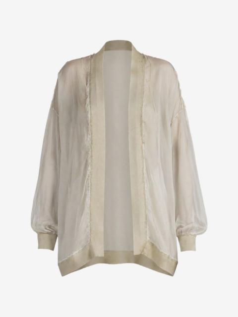 Avant Toi sheer-panelled frayed cardigan