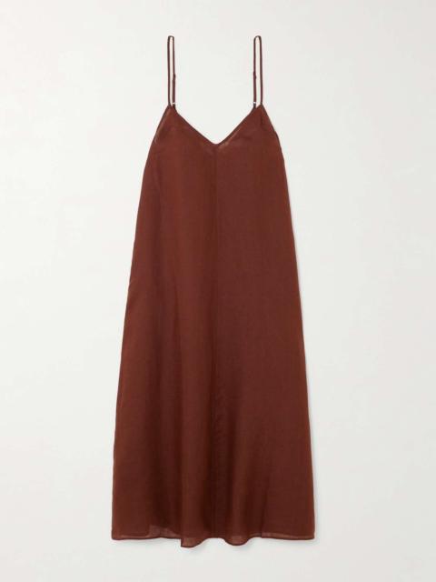 ERES L'Intemporel Snob linen midi dress Brown