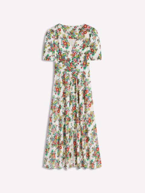 BODEN Lillian Cotton Midi Dress-Multi, Bouquet Cluster