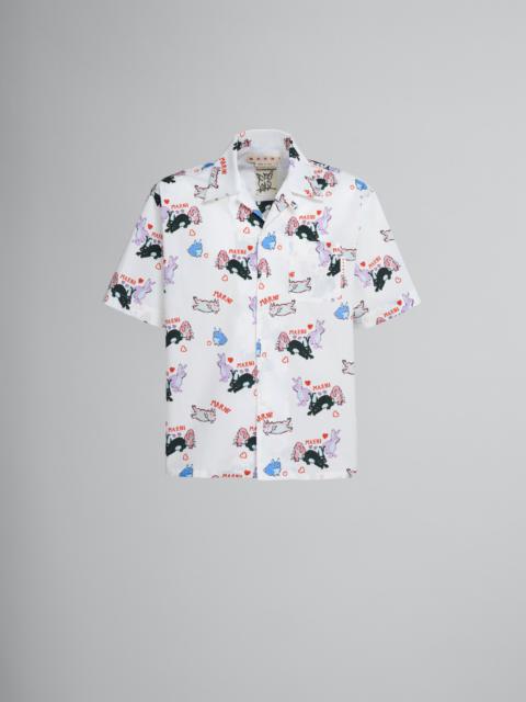 Marni POPLIN BOWLING SHIRT WITH RABBIT PRINT