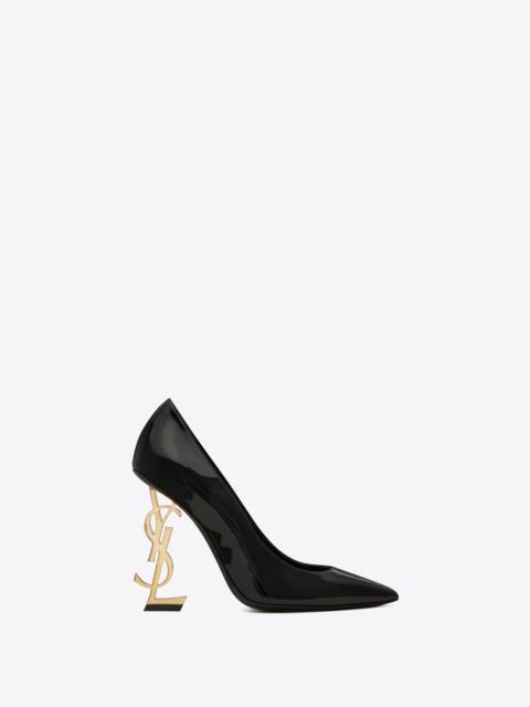 SAINT LAURENT opyum pumps in patent leather with gold-tone heel