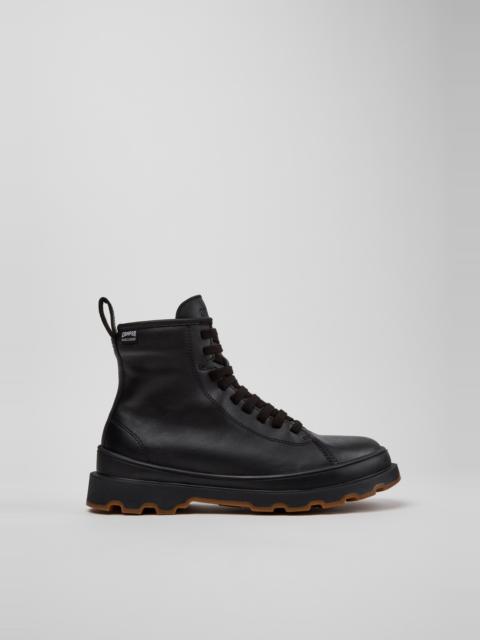 CAMPER Brutus+ Black Leather Ankle Boots for Women.