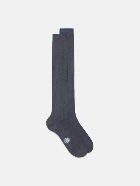 J. PRESS MADE-IN-ITALY MID-GREY OVER-THE CALF COTTON SOCKS
