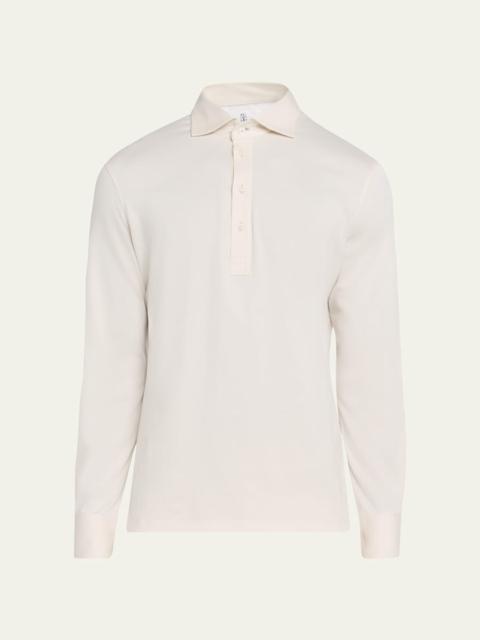Brunello Cucinelli Men's Cotton Jersey Long-Sleeve Polo Shirt