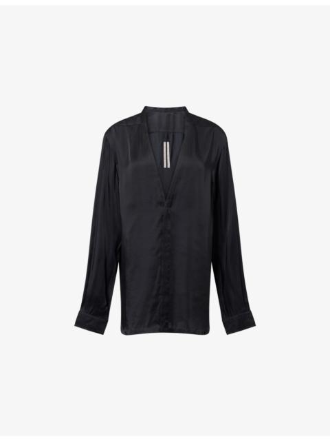 Rick Owens Larry V-Neck Satin Shirt