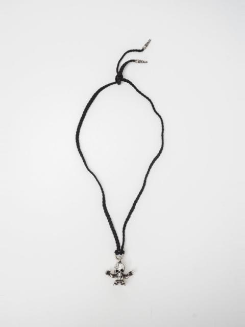 Chrome Hearts Silver CH Foti Teeter Pendant + Shoelace Necklace