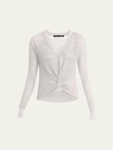 VERONICA BEARD Soren V-Neck Twisted-Hem Sweater