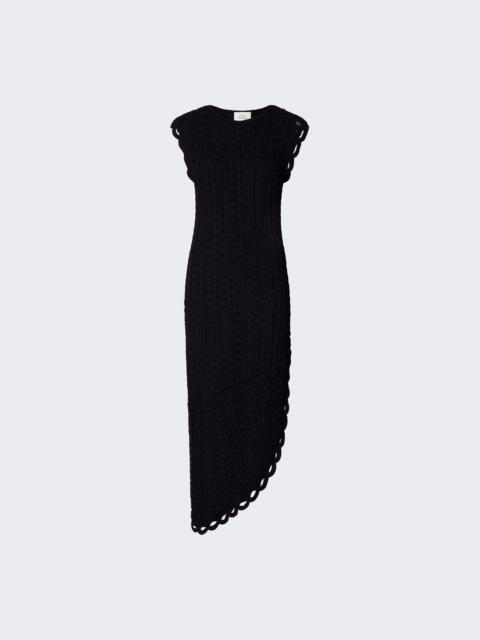 Loulou de Saison Malena Ruffled Crochet Dress Black