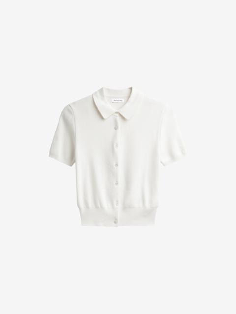 The Frankie Shop Amelot Knit Short Sleeve Cardigan - White