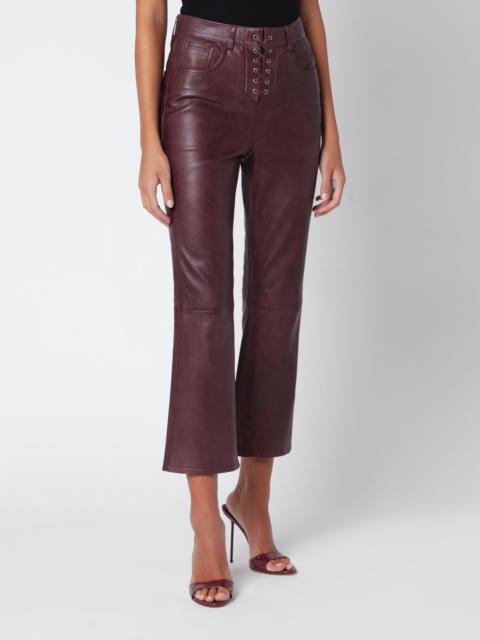 ROTATE Brown leather flared capri pants