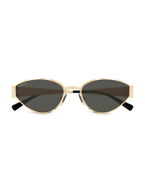 GUCCI Women's ssima Metal 55MM Geometric Sunglasses - Gold Smoke