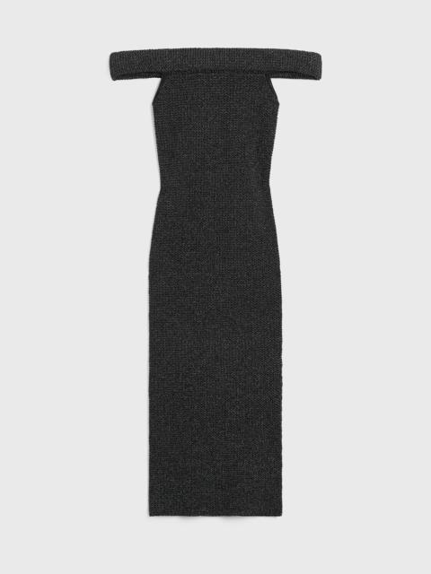 Off-shoulder roll knit dress black