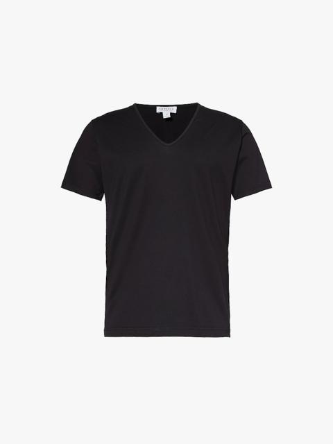 Superfine V-neck cotton-jersey T-shirt