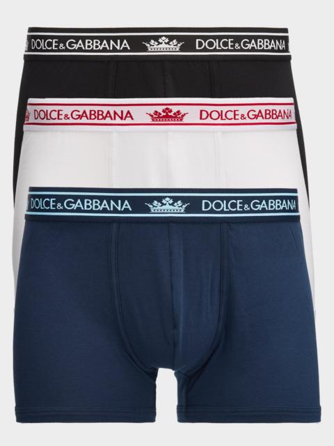Dolce & Gabbana Men & apos;s Cotton Jersey Crown Logo 3-Pack Boxer Briefs