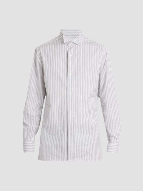 Maison Margiela Men's Striped Cotton Shirt - Light Blue