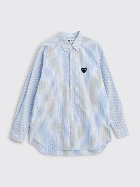 COMME DES GARÇONS PLAY SMALL HEART LS SHIRT STRIPE BLUE / WHITE