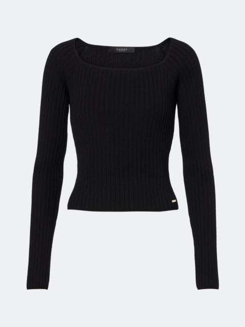 GUCCI Ribbed-knit wool and cashmere sweater