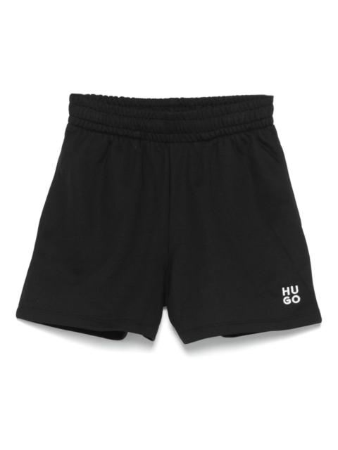 HUGO logo-embroidered cotton shorts