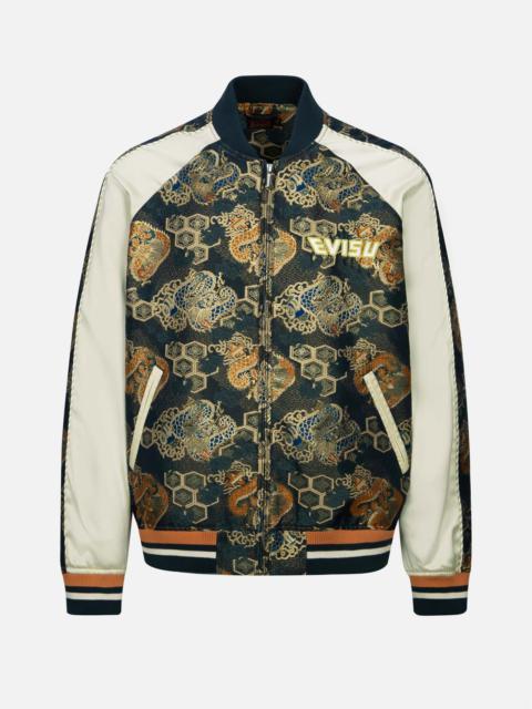 LOGO EMBROIDERY BROCADE FABRIC-BLOCKING LOOSE FIT JACKET
