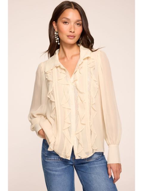 RAMY BROOK Claire Silk Ruffled Long Sleeve Blouse | BONE