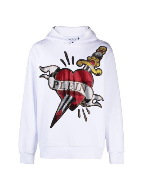heart & dagger rhinestone-embellished hoodie