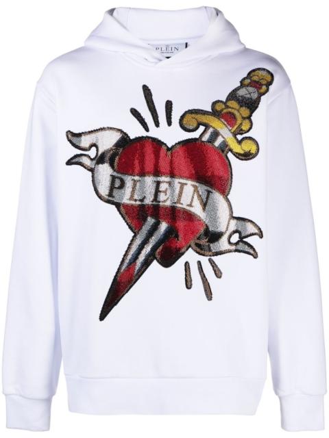 PHILIPP PLEIN heart & dagger rhinestone-embellished hoodie