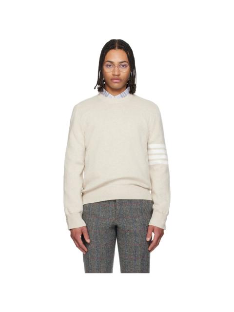 Thom Browne Beige Cotton Crepe 4-Bar Milano Stitch Sweater