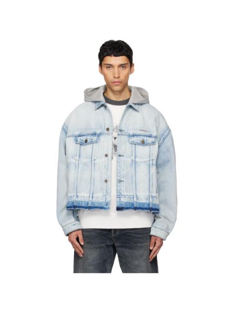 We11done Blue Layered Denim Jacket