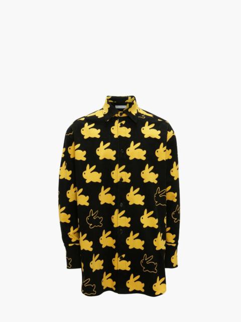JW Anderson ALL OVER BUNNY OVERSIZED CORDUROY SHIRT