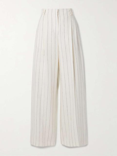Another Tomorrow + NET SUSTAIN pleated pinstriped linen wide-leg pants