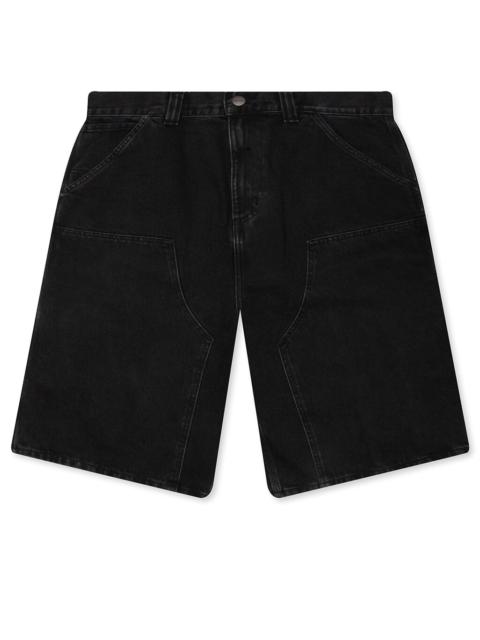 Carhartt WIP DOUBLE KNEE SHORT - BLACK STONE WASHED