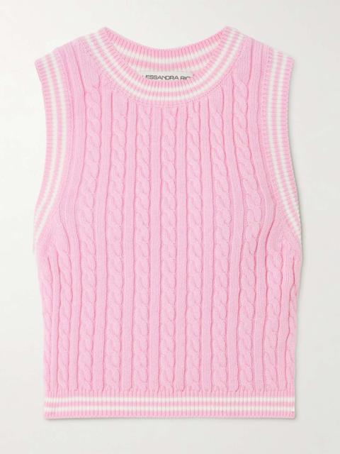 Alessandra Rich Cropped cable-knit cotton top