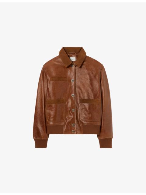 Claudie Pierlot Relaxed-Fit Side-Pocket Leather Jacket