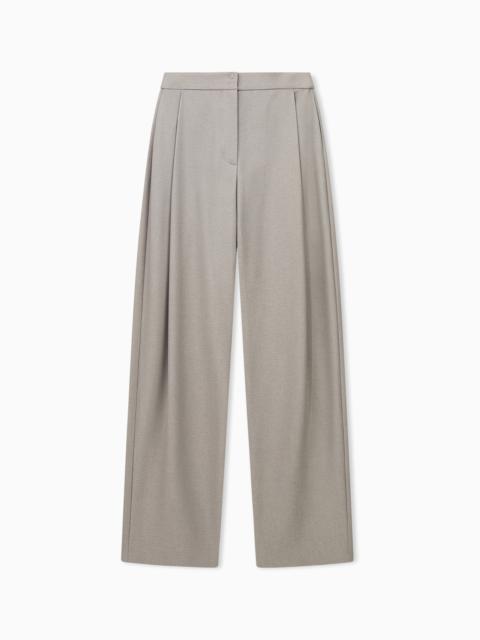 EMPORIO ARMANI TAILORED PLEATED TROUSERS IN VISCOSE-BLEND GRANITE FABRIC